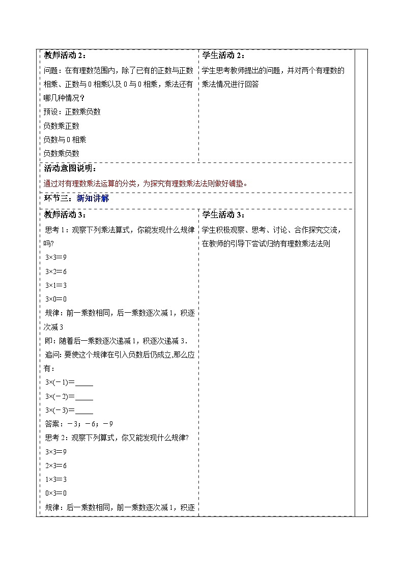 2.2.1 有理数的乘法(第一课时)-教案第2页