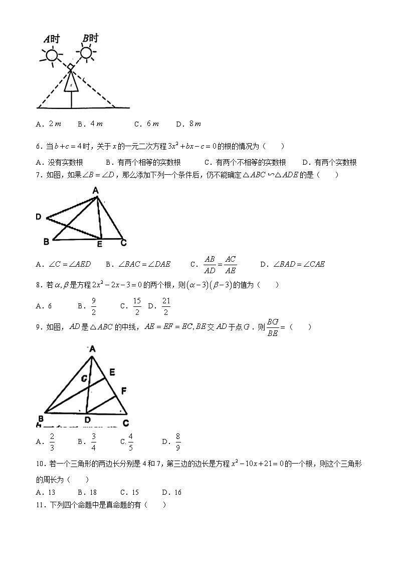 河北省保定市第十三中学2024—2025学年九年级上学期期中检测数学试题(无答案)02