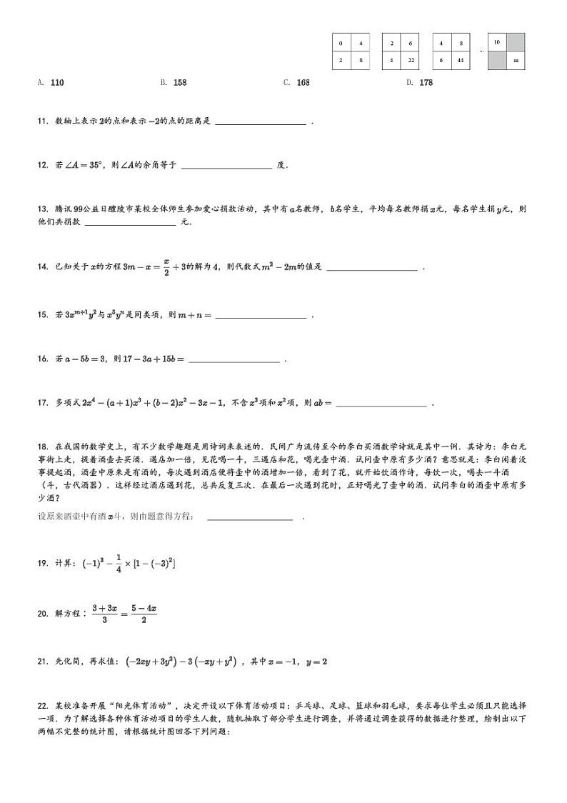湖南省株洲市醴陵市2023-2024学年七年级(上)期末数学试卷(含解析)第2页