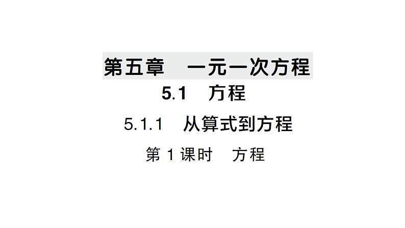 初中数学新人教版七年级上册5.1.1第1课时 方程作业课件(2024秋)第1页