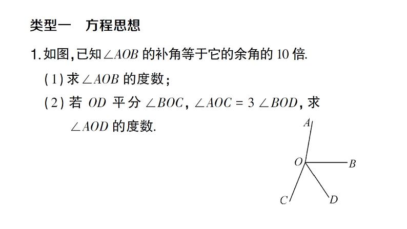 初中数学新人教版七年级上册6.3思想方法专题 角的计算作业课件(2024秋)第2页