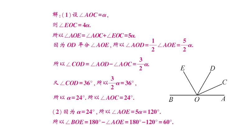 初中数学新人教版七年级上册6.3思想方法专题 角的计算作业课件(2024秋)第5页