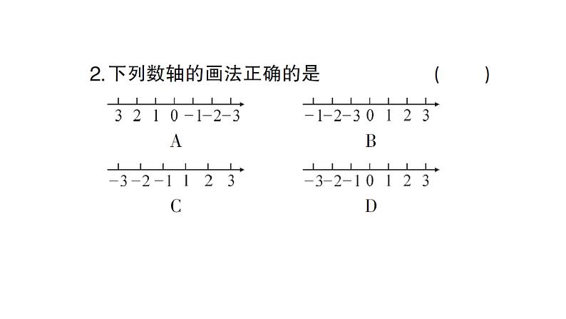 初中数学新人教版七年级上册1.2.2 数轴作业课件(2024秋)第3页