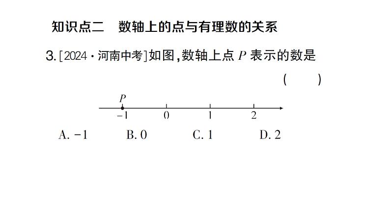 初中数学新人教版七年级上册1.2.2 数轴作业课件(2024秋)第4页