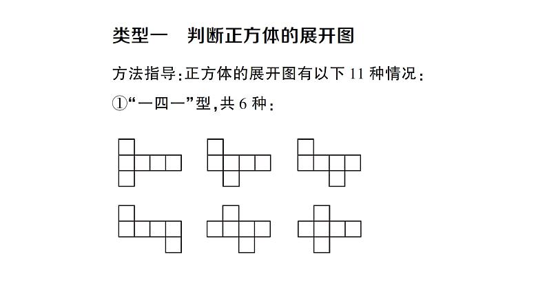 初中数学新人教版七年级上册6.1.1方法技巧专题 正方体的展开与折叠作业课件(2024秋)第2页