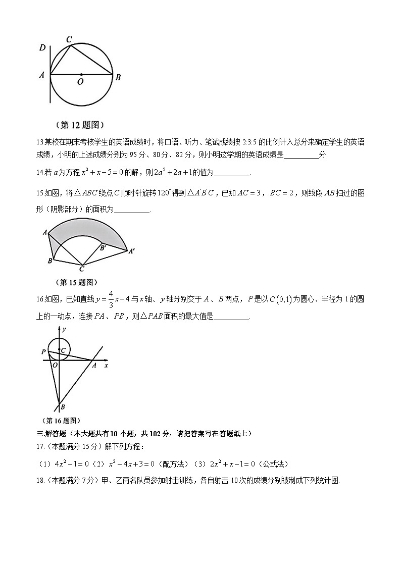 江苏省连云港市连云区2024—2025学年上学期九年级期中考试数学试卷第3页
