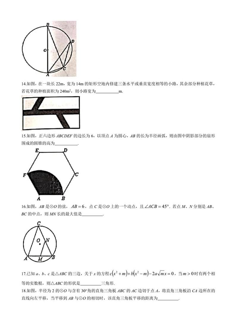 江苏省扬州市广陵区2024~2025学年九年级(上)期中数学试卷(含答案)第3页