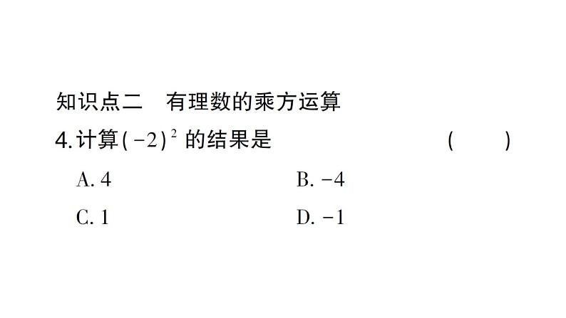初中数学新北师大版七年级上册2.4第1课时 有理数的乘方作业课件2024秋05