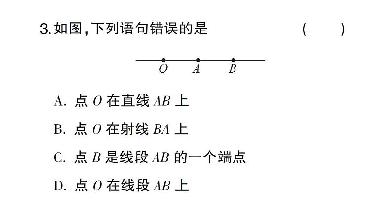 初中数学新北师大版七年级上册4.1第1课时 线段、射线、直线作业课件2024秋04