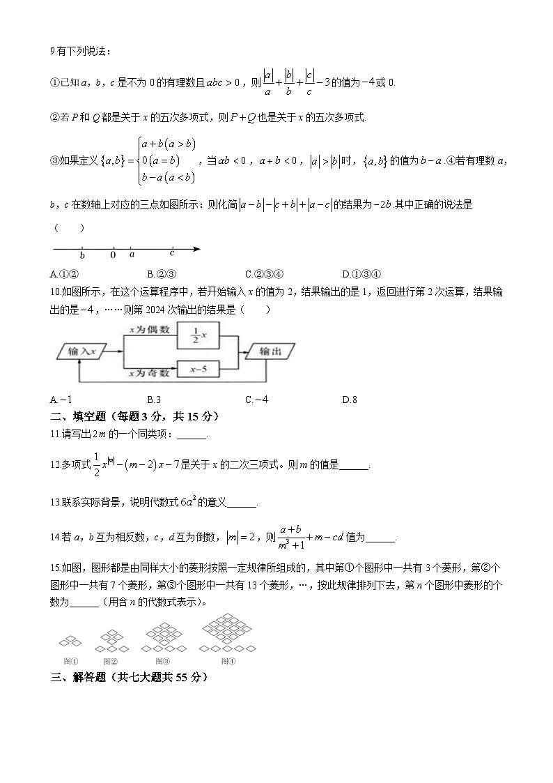 河南省郑州市郑东新区外国语学校2024-2025学年 七年级上学期数学期中试卷第2页