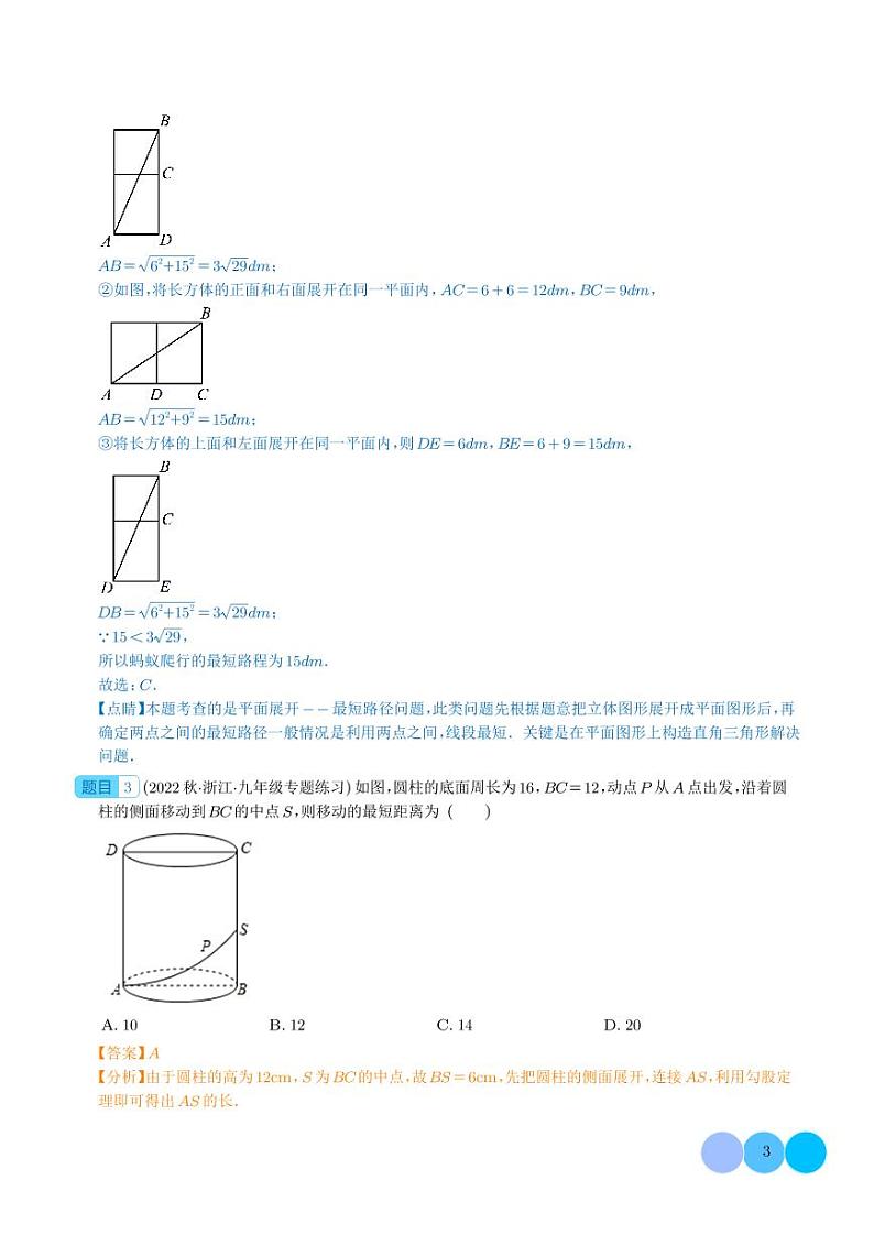 勾股定理之“蚂蚁爬行”模型 (解析版)第3页