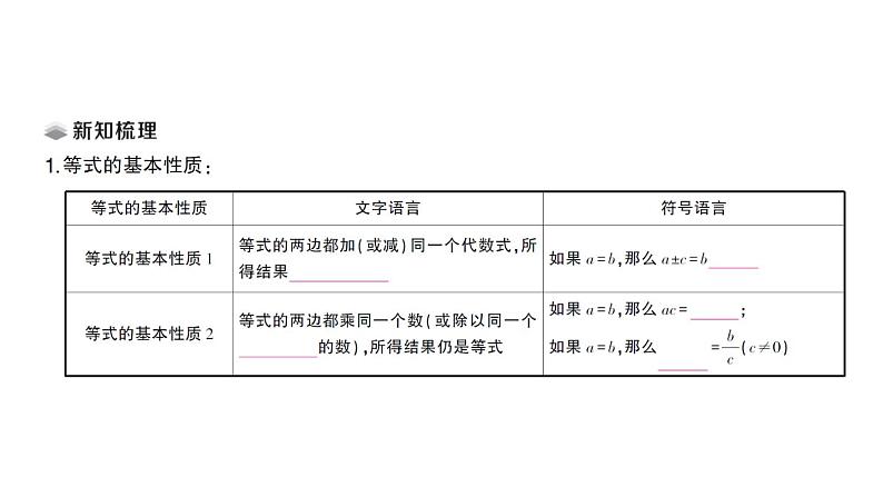 初中数学新北师大版七年级上册5.2第1课时 等式的基本性质课堂作业课件2024秋02