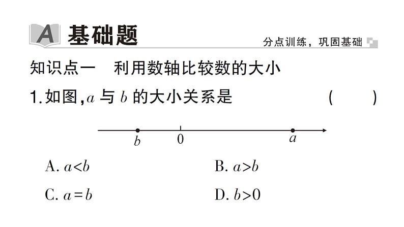 初中数学新华东师大版七年级上册1.2.2 在数轴上比较数的大小作业课件2024秋第2页