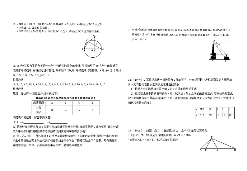 2023-2024学年福建省莆田二十五中九年级(上)期末数学试卷第2页