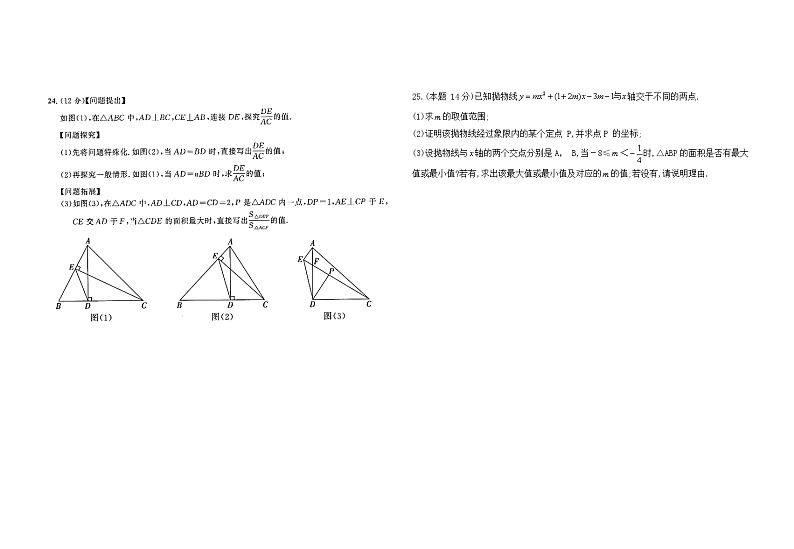 2023-2024学年福建省莆田二十五中九年级(上)期末数学试卷第3页