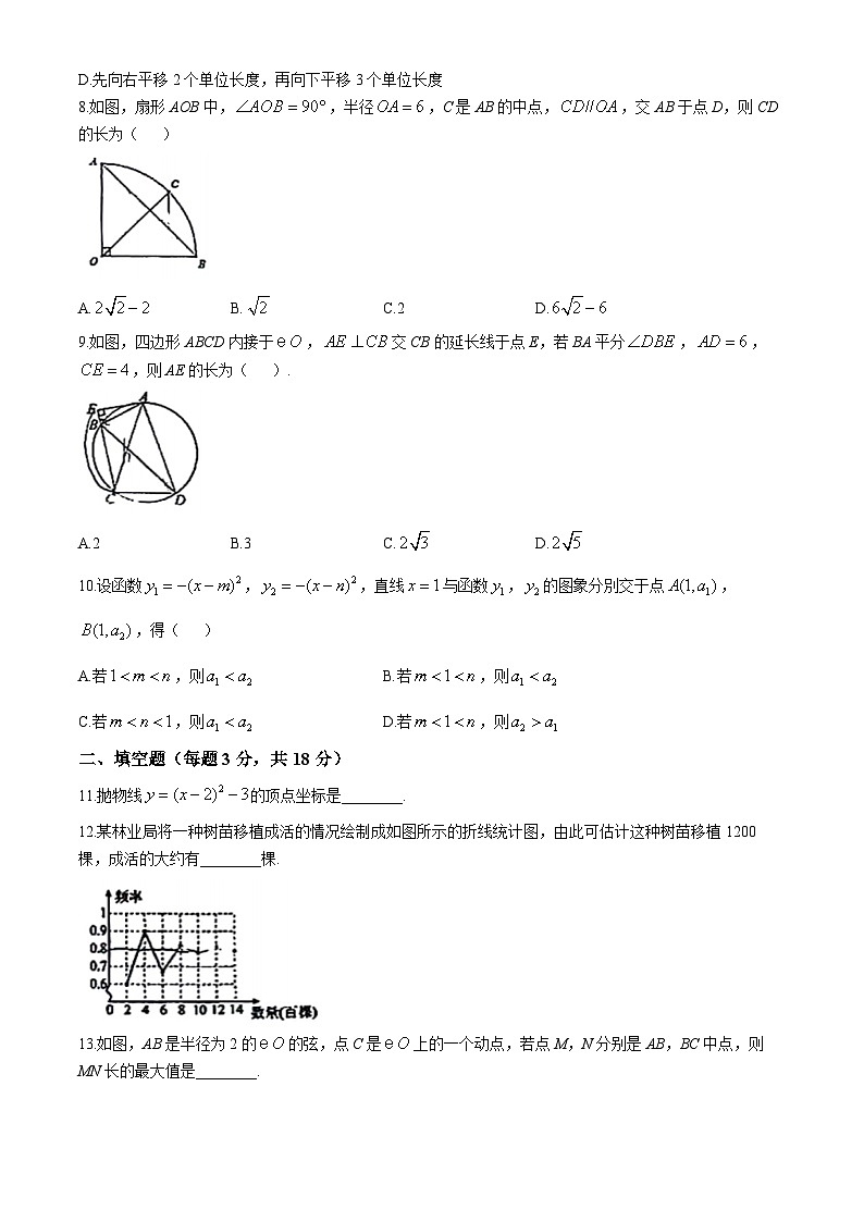 浙江省杭州市春蕾中学2024--2025学年九年级上学期 期中数学试卷(无答案)第2页