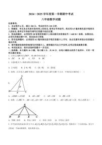 山东省济宁市微山县2024～2025学年八年级(上)期中数学试卷(含答案)