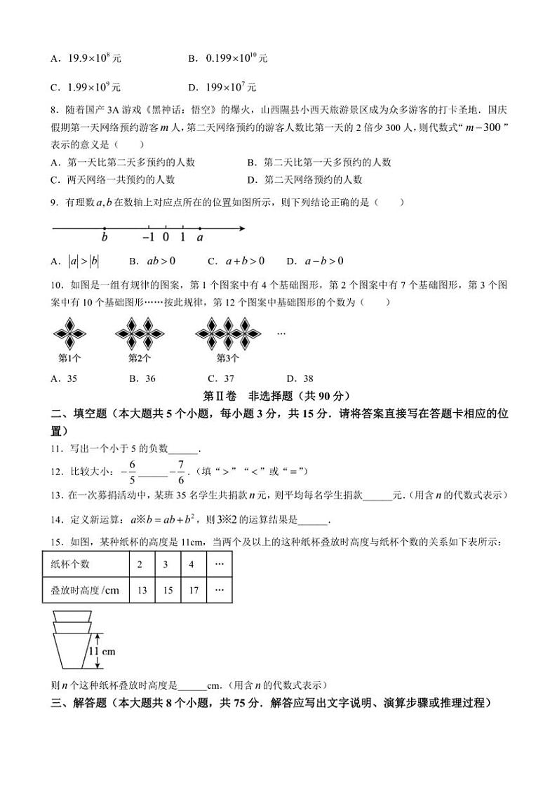 山西省长治市武乡县多校2024~2025学年七年级(上)期中测试数学试卷(含答案)第2页