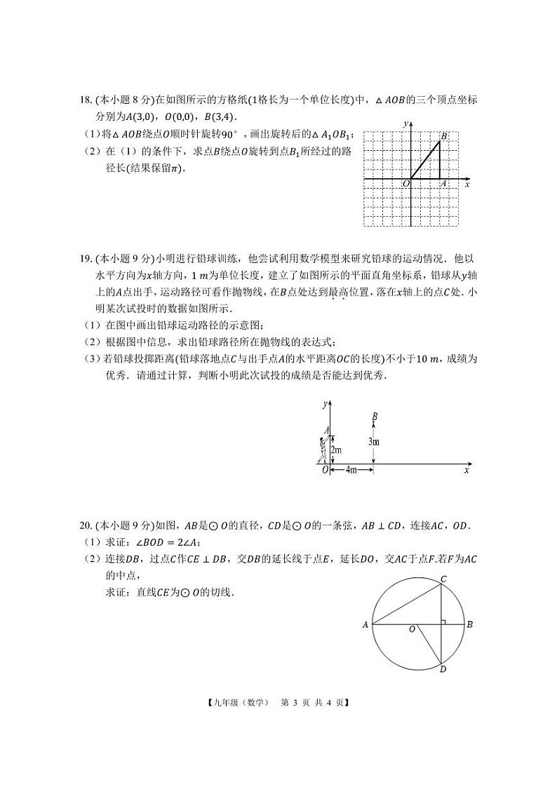 2023-2024学年广东省湛江市赤坎区九年级(上)期末数学试卷第3页