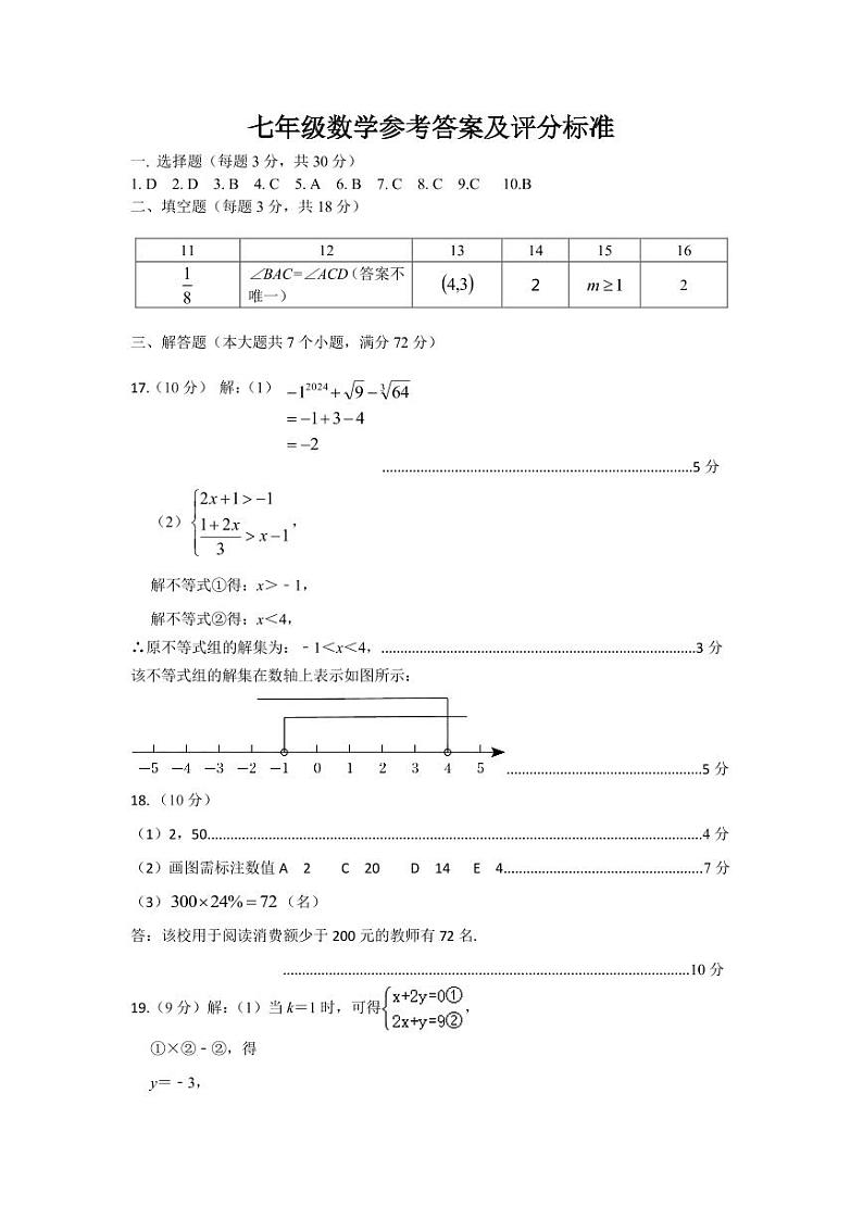 许昌七年级数学答案第1页