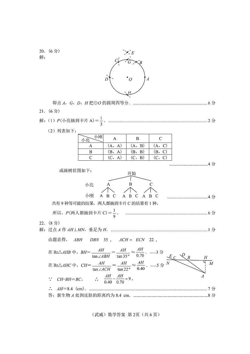 甘肅數(shù)學(xué)答案(正)-武第2頁