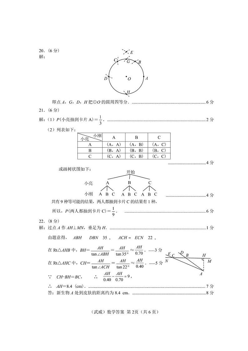 甘肃数学答案(正)-武第2页