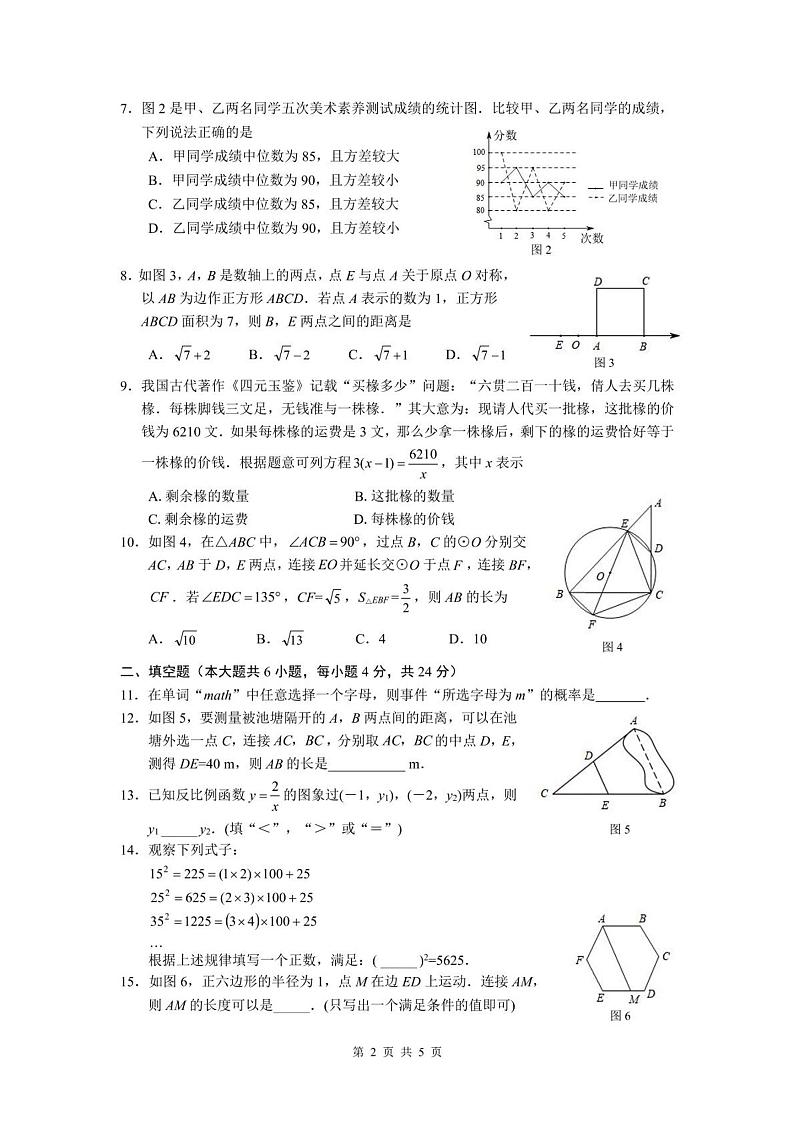 2023年福建省厦门市海沧区初中毕业班适应性练习数学中考模拟试题第2页