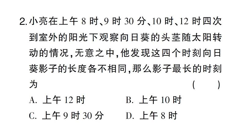 初中数学新华东师大版七年级上册3.2.1第1课时 投影作业课件2024秋03