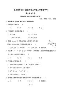福建省泉州市鲤城区泉州市第六中学2024-2025学年八年级上学期11月期中考试数学试题