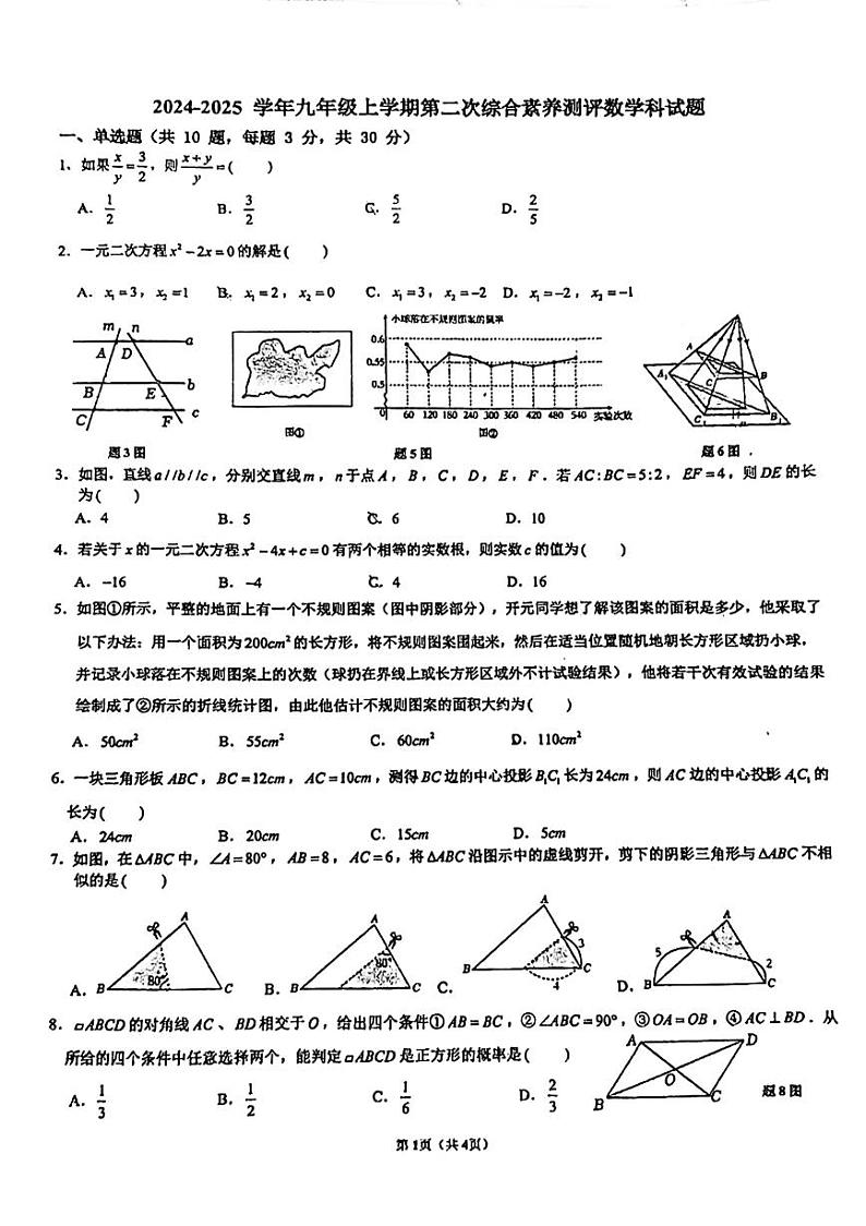 广东省佛山市南海外国语学校2024-2025学年九年级上学期数学期中试题第1页