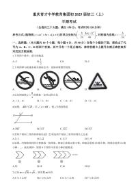 重庆市合川区育才中学校2024~2025学年九年级(上)期中数学试卷(含答案)