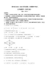 贵州省2024～2025学年九年级(上)期中数学试卷(含答案)