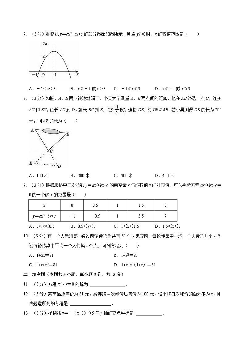 辽宁省大连市普兰店区2024-2025学年九年级上学期期中考试数学试卷第2页