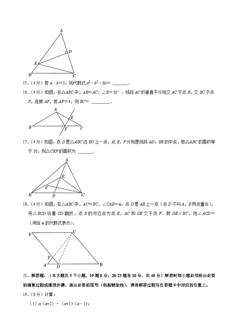 重庆市育才中学教育集团2024-2025学年八年级上学期期中数学试卷第3页