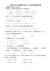 广东省封开县广信中学2024-2025学年九年级上学期期中考试数学试题