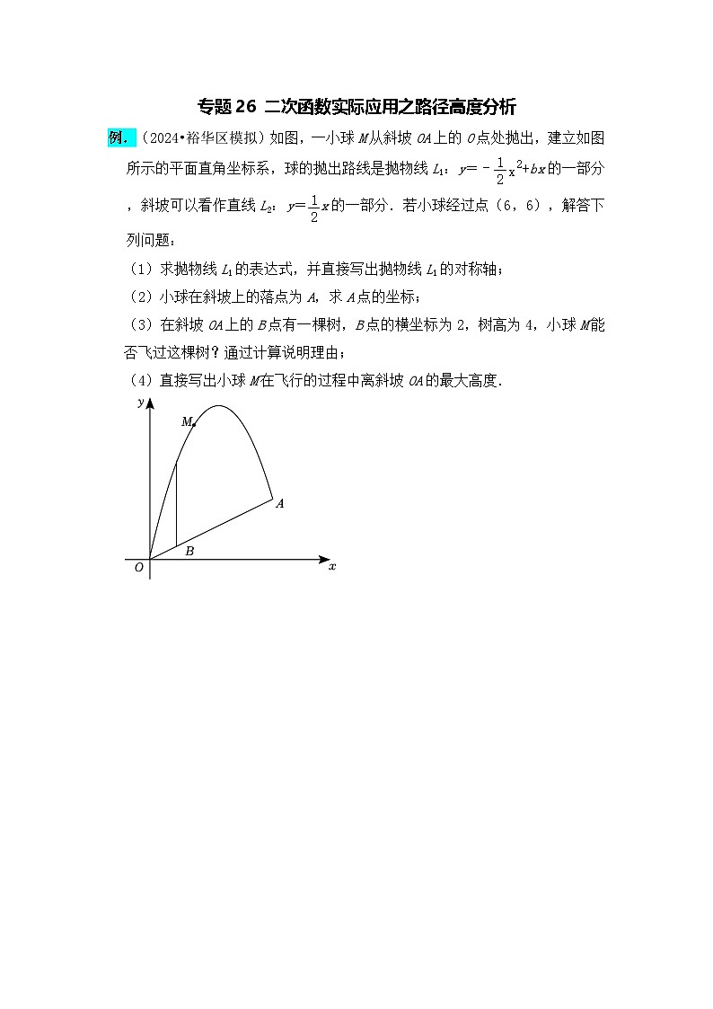 全国通用 中考数学 二次函数压轴题专题练习 26实际应用之路径高度分析(不含答案版)第1页