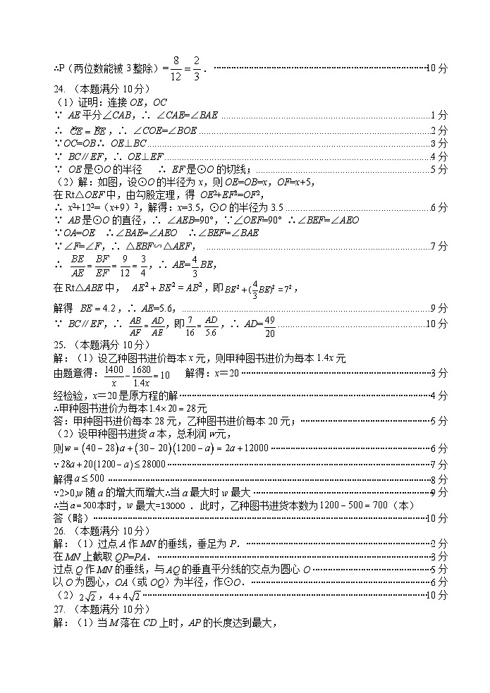 适应性卷答案及评分标准2022.4第2页