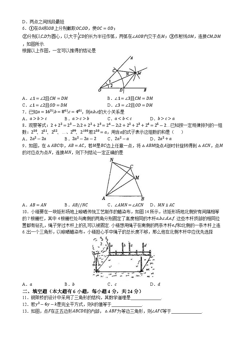 福建省厦门第十一中学2024-2025学年上学期八年级数学期中质量检测卷(无答案)第2页