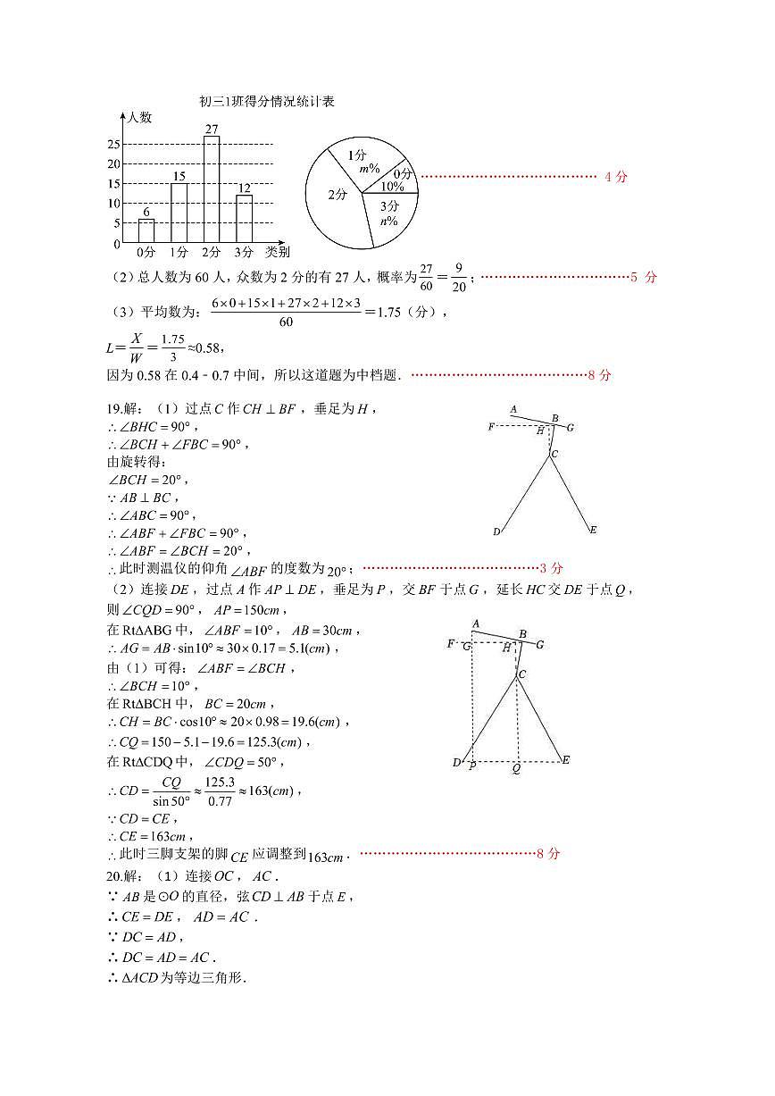 2023屆九年級第二次質(zhì)量檢測數(shù)學(xué)試卷答案第3頁