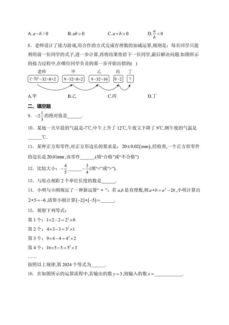 宁夏中卫市海原县多校2024~2025学年七年级(上)期中数学试卷(含详解)第2页