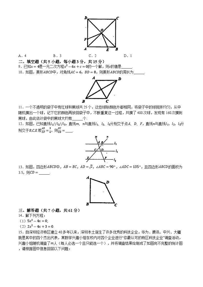 广东省深圳市红岭教育集团大鹏华侨中学2024-2025学年九年级上学期期中考试数学试卷(无答案)第2页