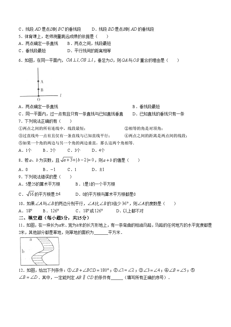河南省安阳市林州市第十一中学2023-2024学年七年级下学期第一次阶段自评(A)数学试题(无答案)第2页