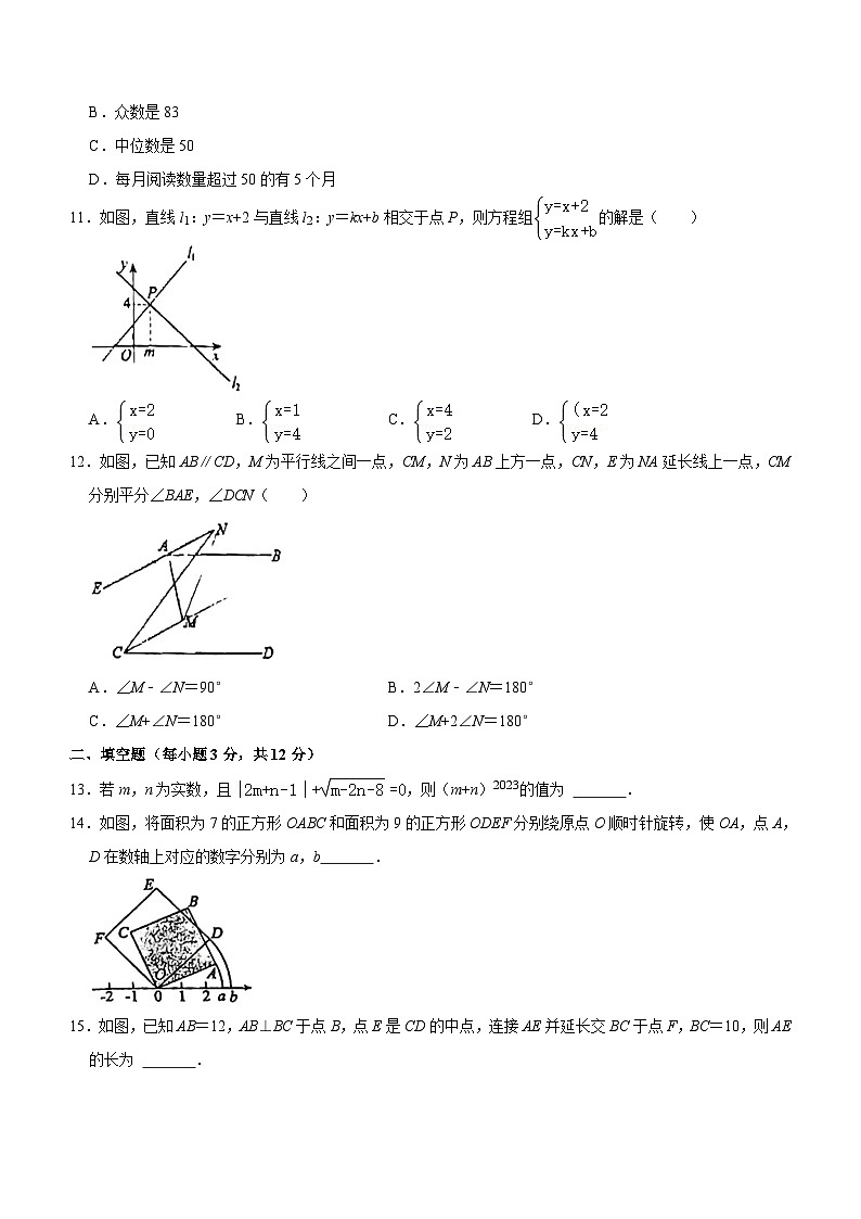 甘肃省兰州市第十九中学2023-2024学年八年级上学期期末数学试卷(无答案)第3页
