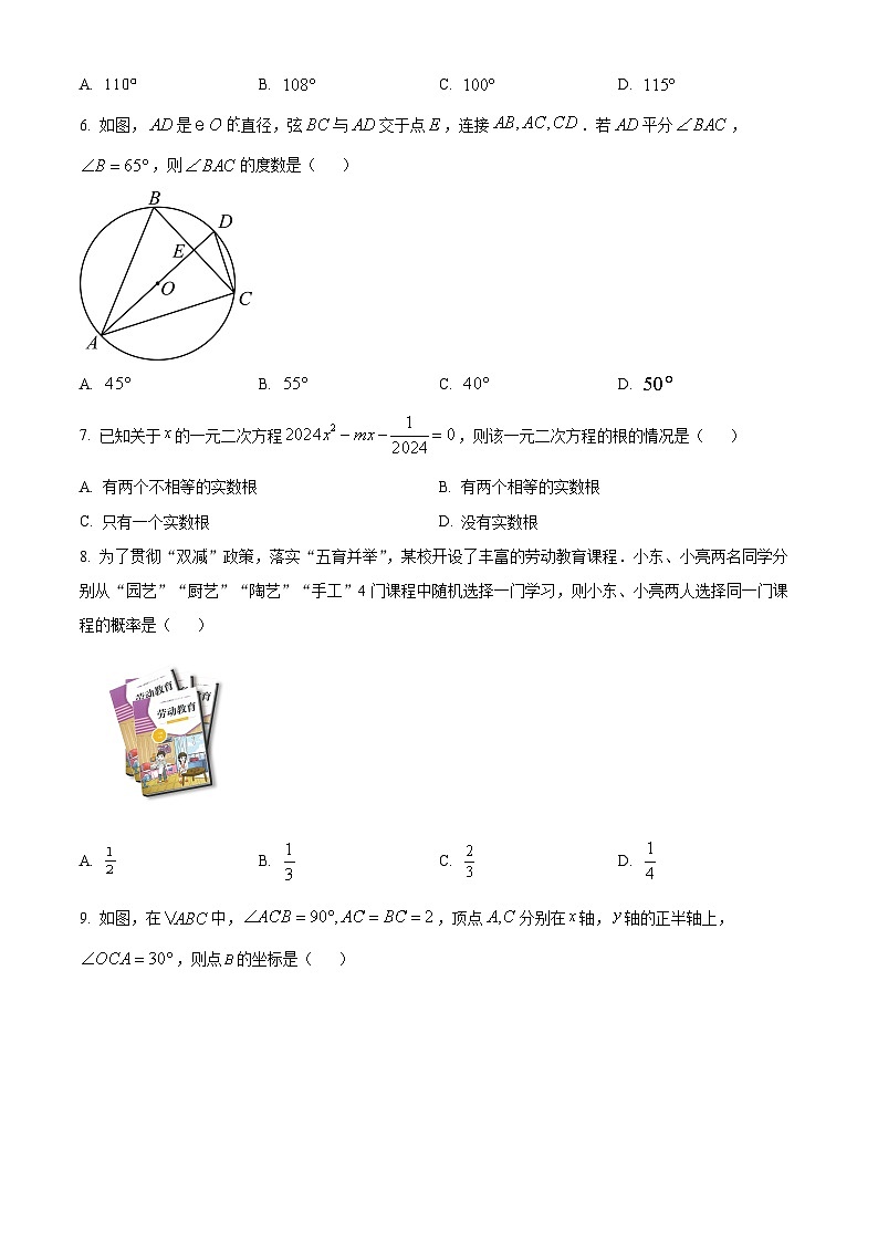 2024年河南省濮阳市南乐县中考一模数学模拟试题(原卷版)第2页