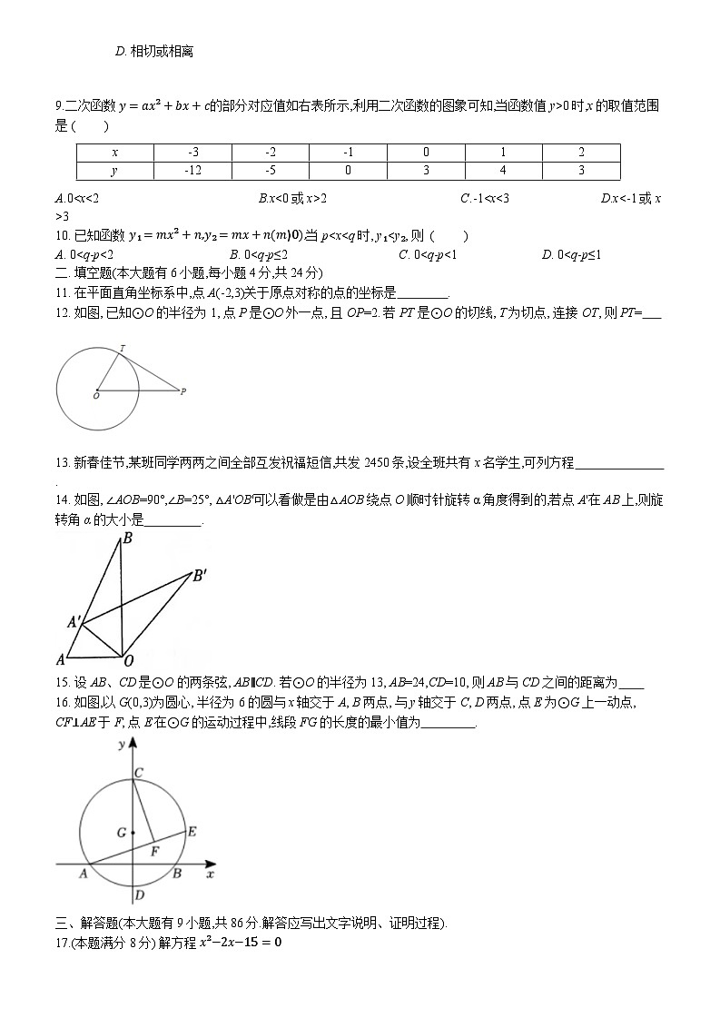 福建省厦门市湖里实验中学2024-2025学年九年级上学期期中质量检测数学试卷第2页