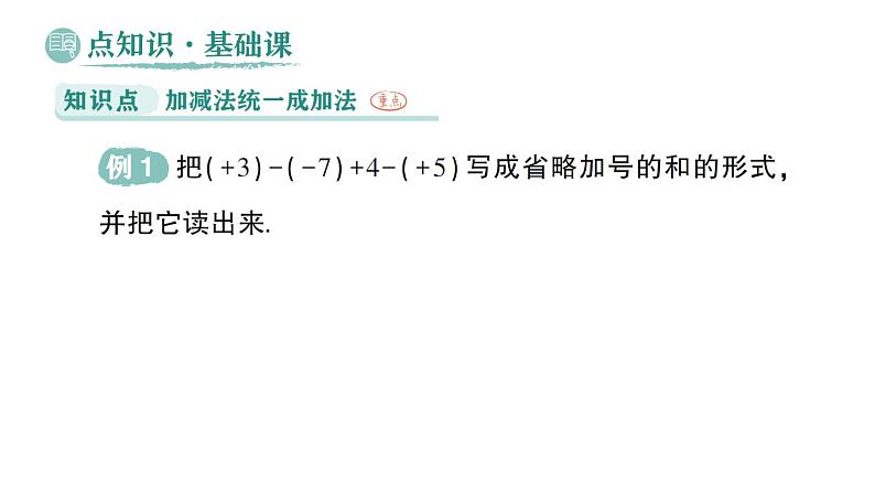 初中数学新华东师大版七年级上册1.8.1 加减法统一成加法作业课件(2024秋)第2页