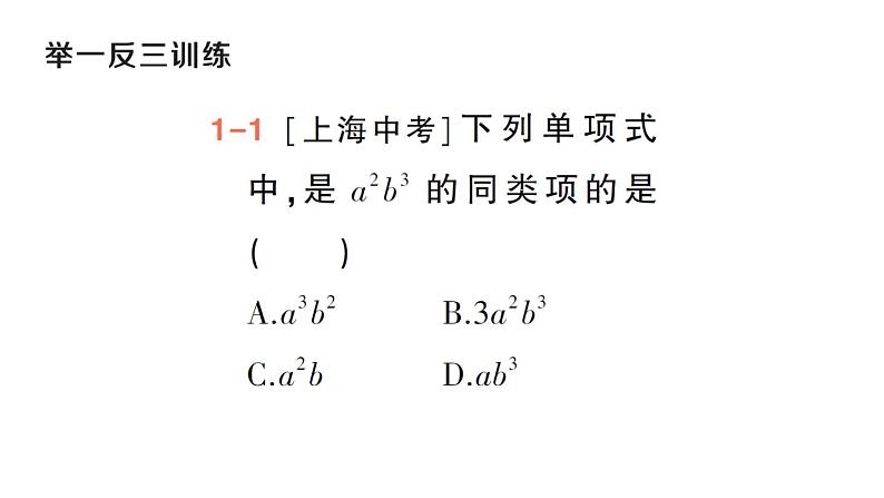 初中数学新华东师大版七年级上册2.4.1 同类项作业课件(2024秋)05