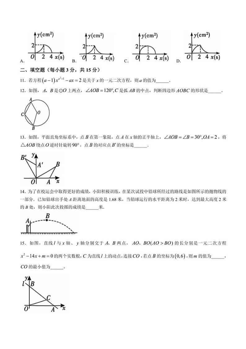 河南省漯河市召陵区2024~2025学年九年级(上)期中数学试卷(含答案)第3页
