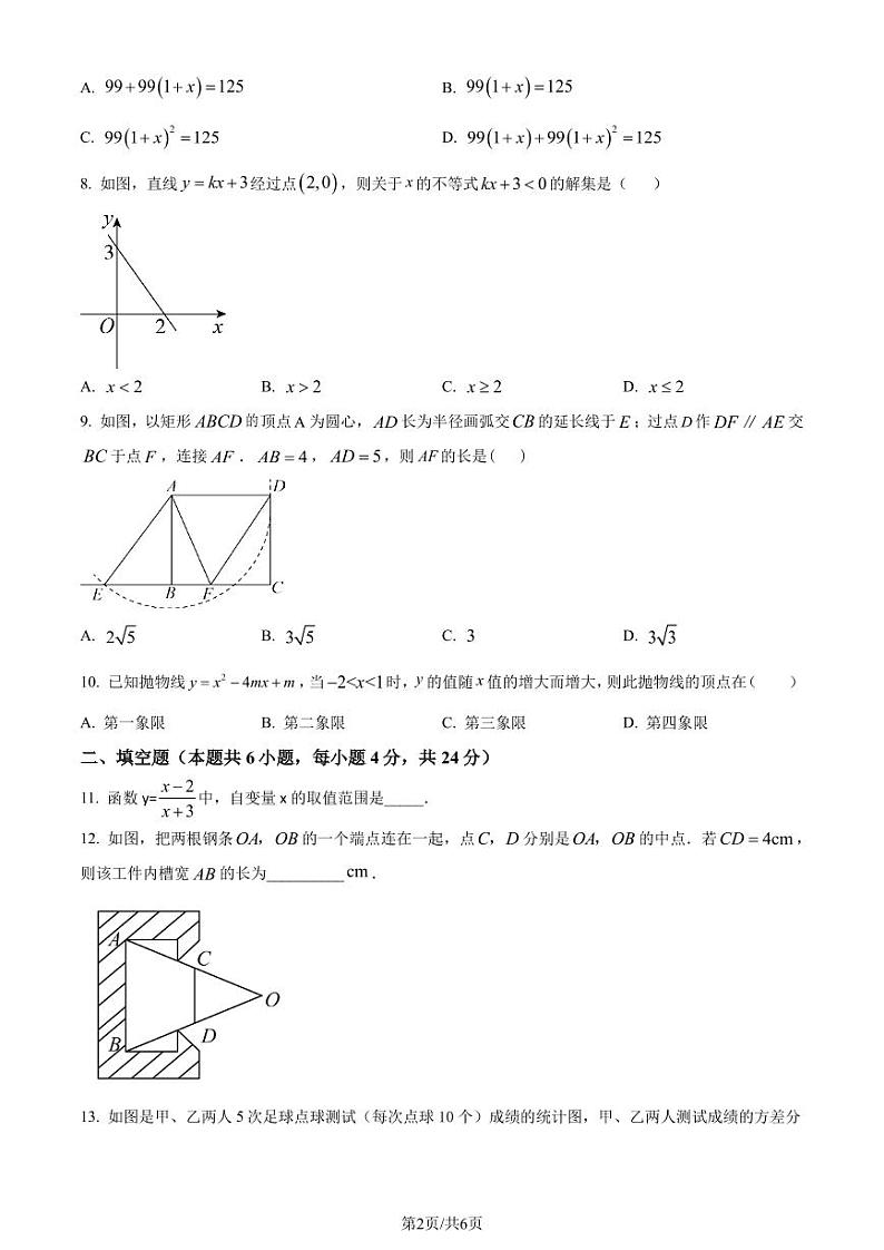 福建省福州时代中学2022-2023学年八年级下学期期末数学试题(原卷版+解析版)第2页
