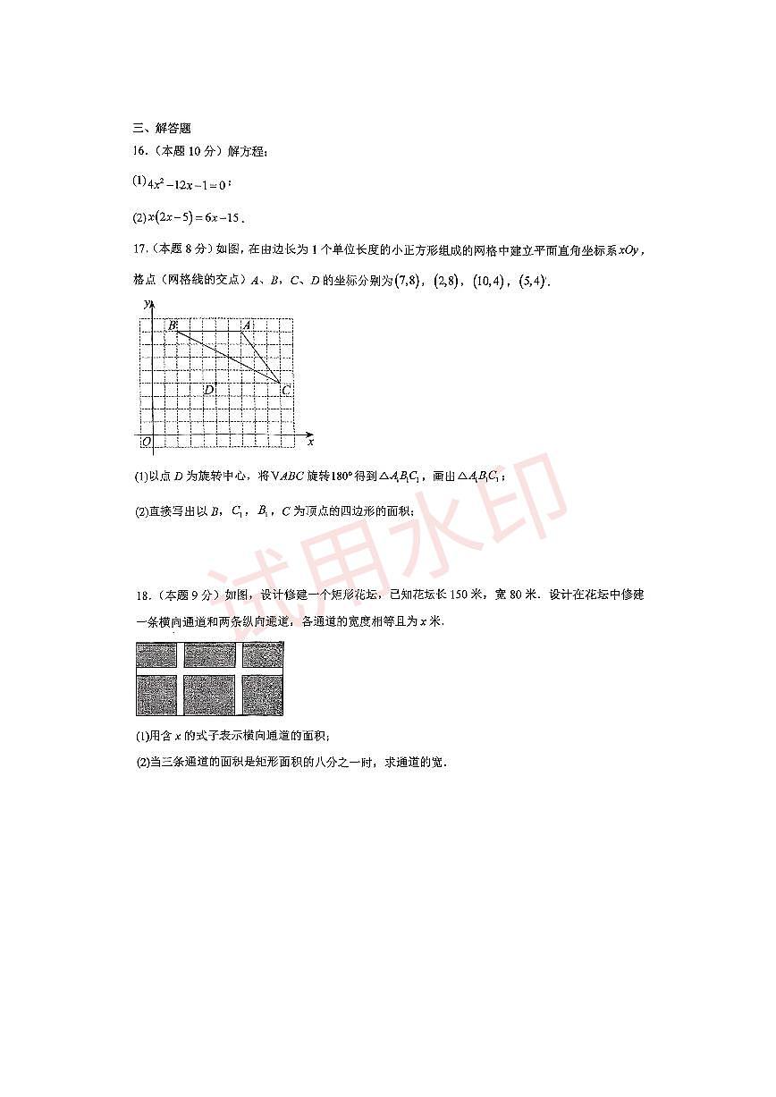 2024-2025學(xué)年九年級第二次段考數(shù)學(xué)試卷第3頁